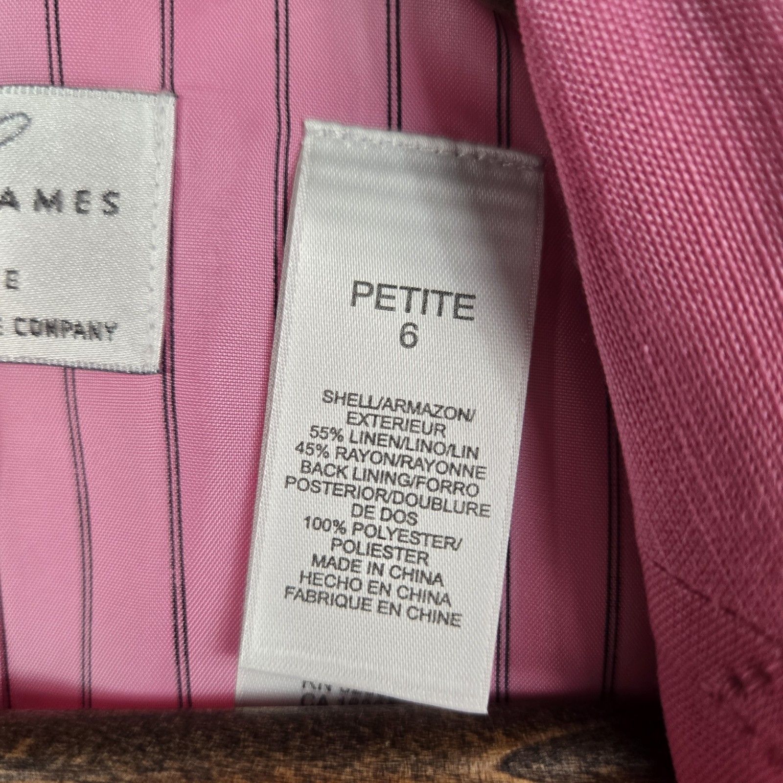 Emma James Petite Women's Size 6p Pink Crop Blazer Jacket — image 5 of 8